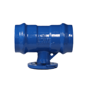 Double sockets tee with loosing flanged branch